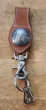 Authentic RARE Handmade Buffalo Nickle brown Leather key Holder (T7)