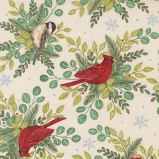 MODA - When Snow Falls by Deb Strain - Winter Birds - Snowy White 1/4yd