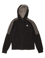 ADIDAS Mens Zip Hoodie Sweater Small Black Cotton AU04