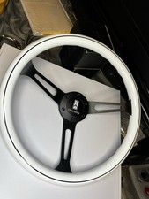 White Grip Black Spoke 15in Oldsmobile Lasered Logo Steering Wheel