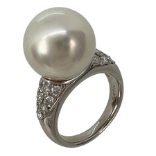 Pearl Pearl Ring13.2ｍｍ Pt950Platinum/White South Sea Pearl/diamond #6....