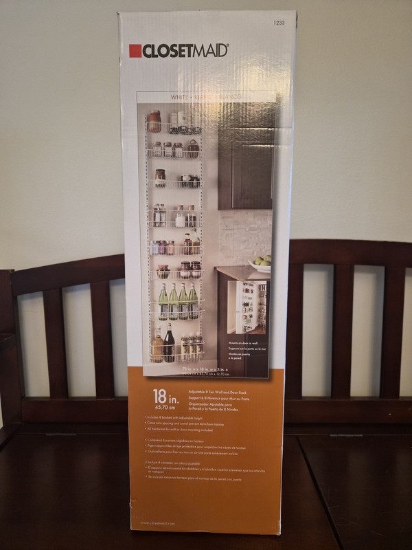 CLOSETMAID 18" ADJUSTABLE 8 TIER WALL AND DOOR RACK
