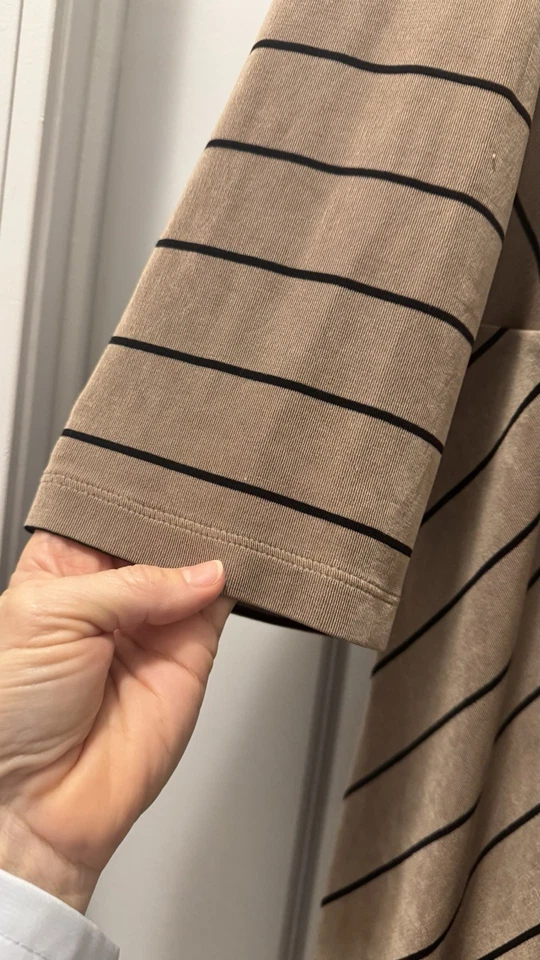 CHICO'S TRAVELLER BEIGE L/S PLUMERO/ABRIGO RAYAS CHEVRON 3- XL Foto 3 de 4