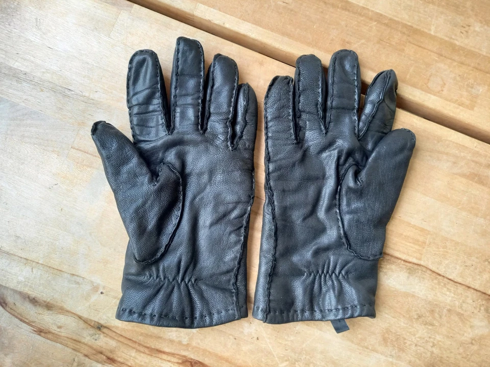 Guantes de cuero negros para hombre cálidos forrados de lana talla mediana buen estado Foto 2 de 4