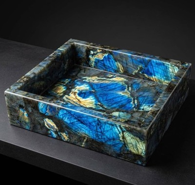 Luxury Labradorite Stone Sink   Unique Blue Gemstone Bathroom & Kitchen Basin