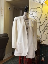 Liz Claiborne White Blazer Jacket Size 12 Pockets