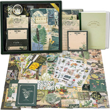 Scrapbooking Supplies Kit, Botanical Aesthetic Vintage Scrapbook Kit for Bullet