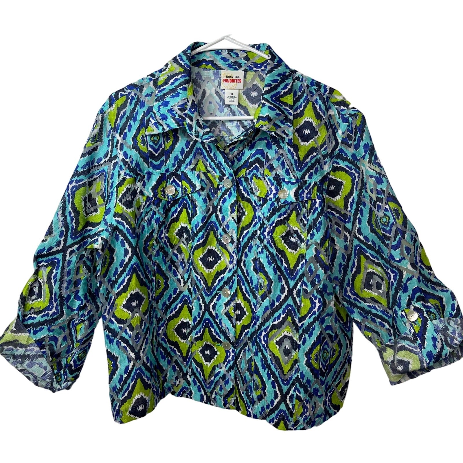 Ruby Rd button up down shirt blouse top women's 1… - image 1