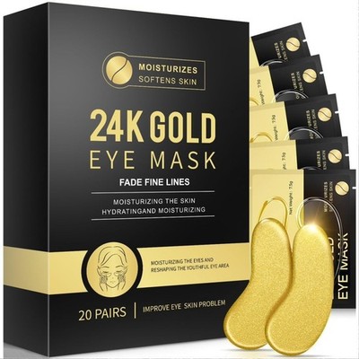 Under Eye Patches, 20 Pairs 24K Gold Eye Patches For Puffy Eyes, Under eye Bags