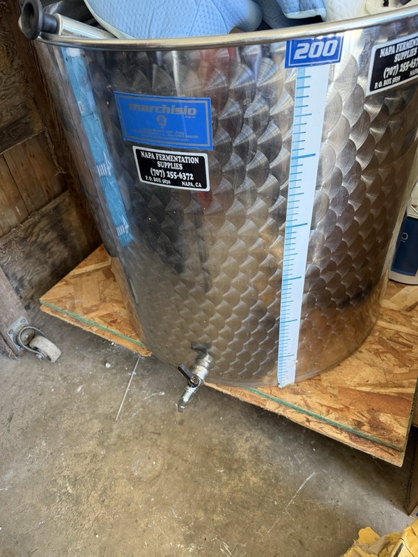 Marchisio Stainless Steel Wine Fermentation Tank w/ Lid, Spigot, Hoses