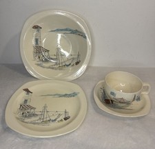 Midwinter Riviera Salad/Pasta Bowl Side Plate And Cup & Saucer Bundle Vintage