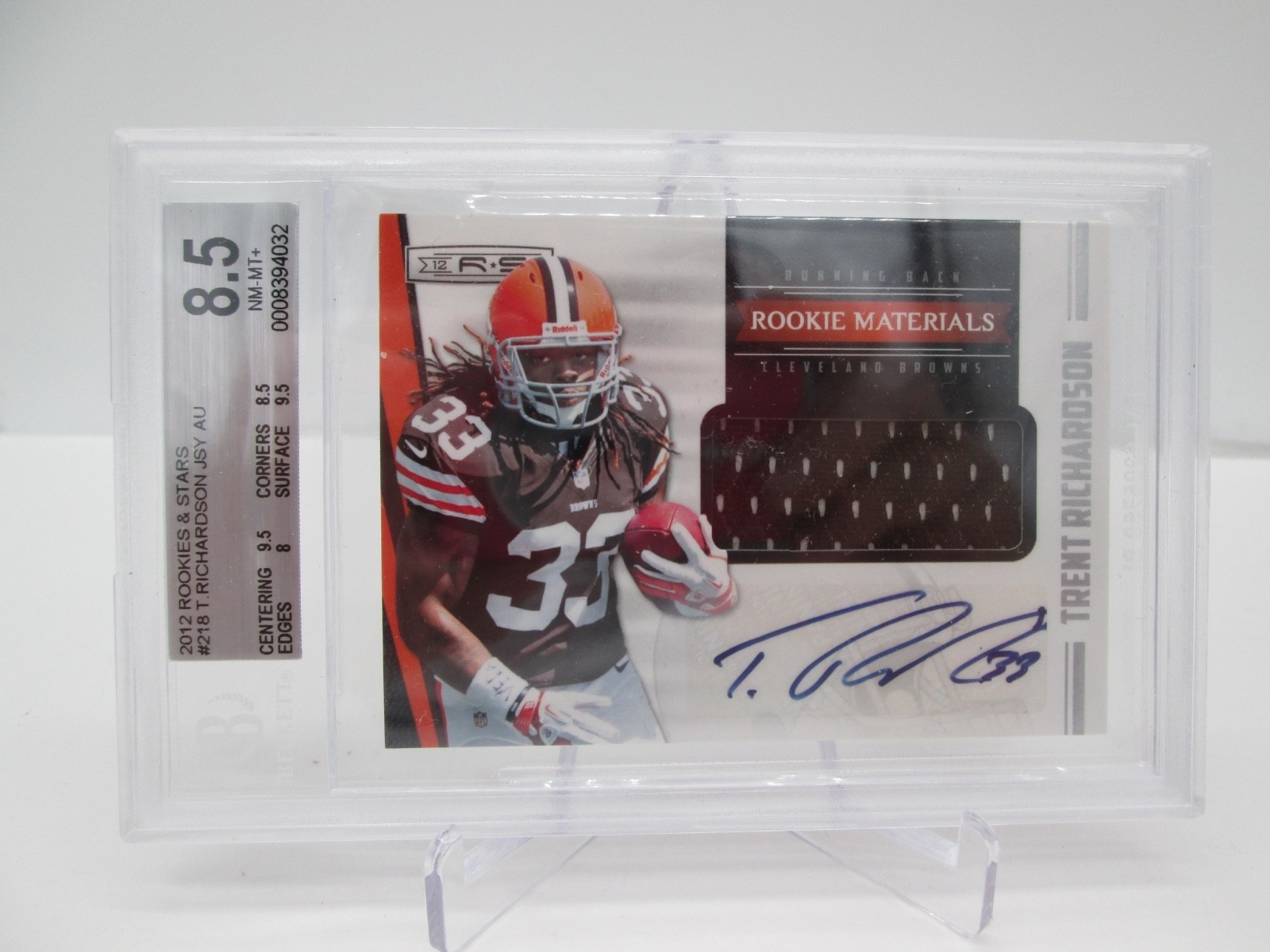 Trent Richardson Panini Rookies & Stars #218 Autograph Jersey