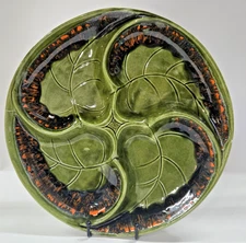 VTG Santa Anita Ware Calif USA R152 Green Divided Leaf Serving Platter MCM