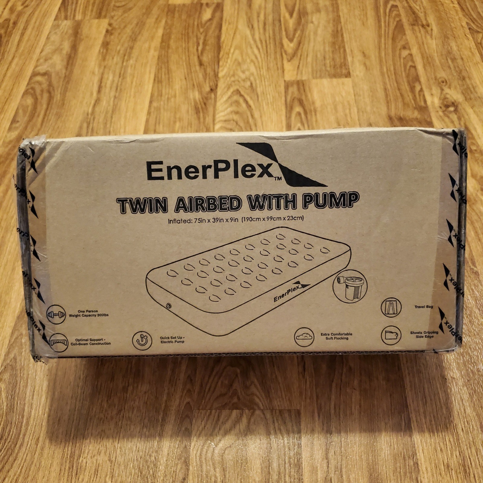 EnerPlex Twin Airbed with Built in Pump Blue Portable Blow Up Mattress Camping