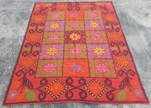 Vintage Traditional Handmade Lovely American Kilim Floor Rug Carpet 204x160 cm