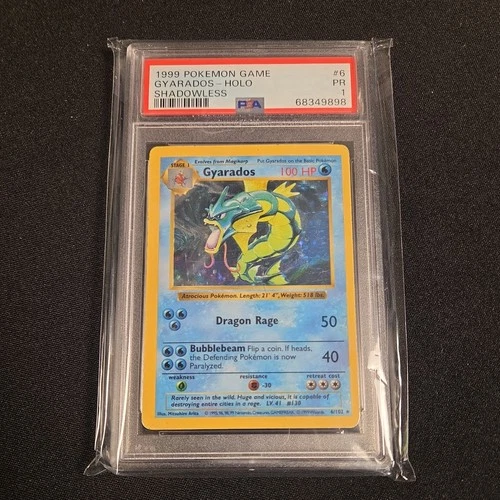 New Listing1999 POKEMON GAME SHADOWLESS #6 GYARADOS-HOLO PSA 1