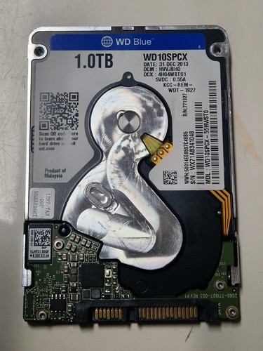 WD Blue 1TB HDD 2.5 Zoll SATA Festplatte (WD10SPCX) - 7mm Slim Bauhöhe f. Laptop