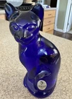 Fenton Cobalt Blue Glass Cat Figurine Handmade USA Vintage Style Art Glass