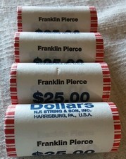 2010 Franklin Pierce Presidential Dollars, 4 Rolls, $25 Uncirculated