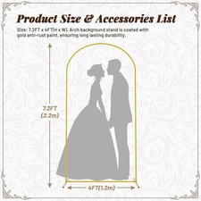 for Party Garden Floral Decoration Metal Arch Backdrop Stand 7.2Ft Stable Frame