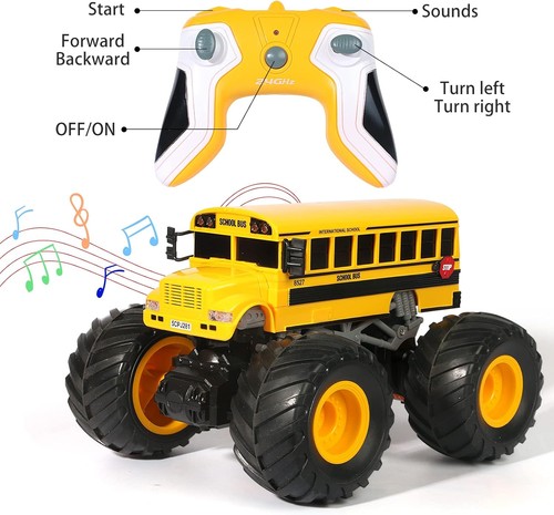 Remote Control School Bus Monster Truck Toy,1/18 RC School Bus,2.4Ghz Offroad Ho - Picture 2 of 6