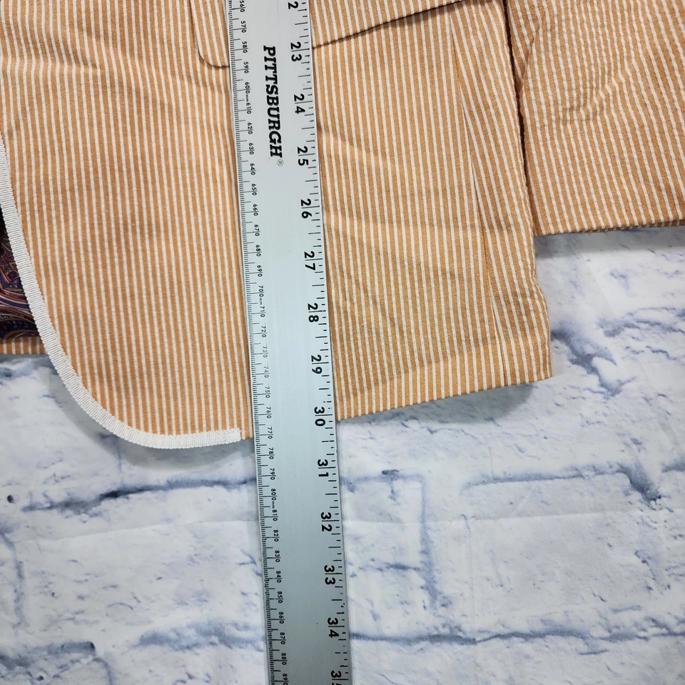 Blazer Tallia PARA HOMBRES M Naranja Blanco Rayas Abrigo Deportivo Chaqueta Algodón Seersucker Foto 4 de 4