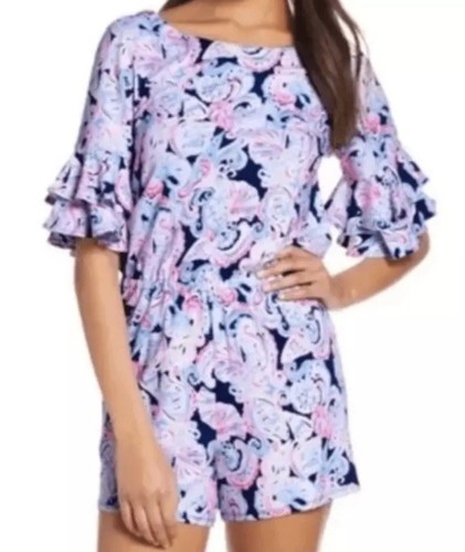 NEW Lilly Pulitzer Lula Romper High Tide Navy It's For Shore XL Spring🌷