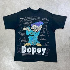 Vintage 90s Disney Dopey Shirt Size XL Black Snow White and The Seven Dwarfs