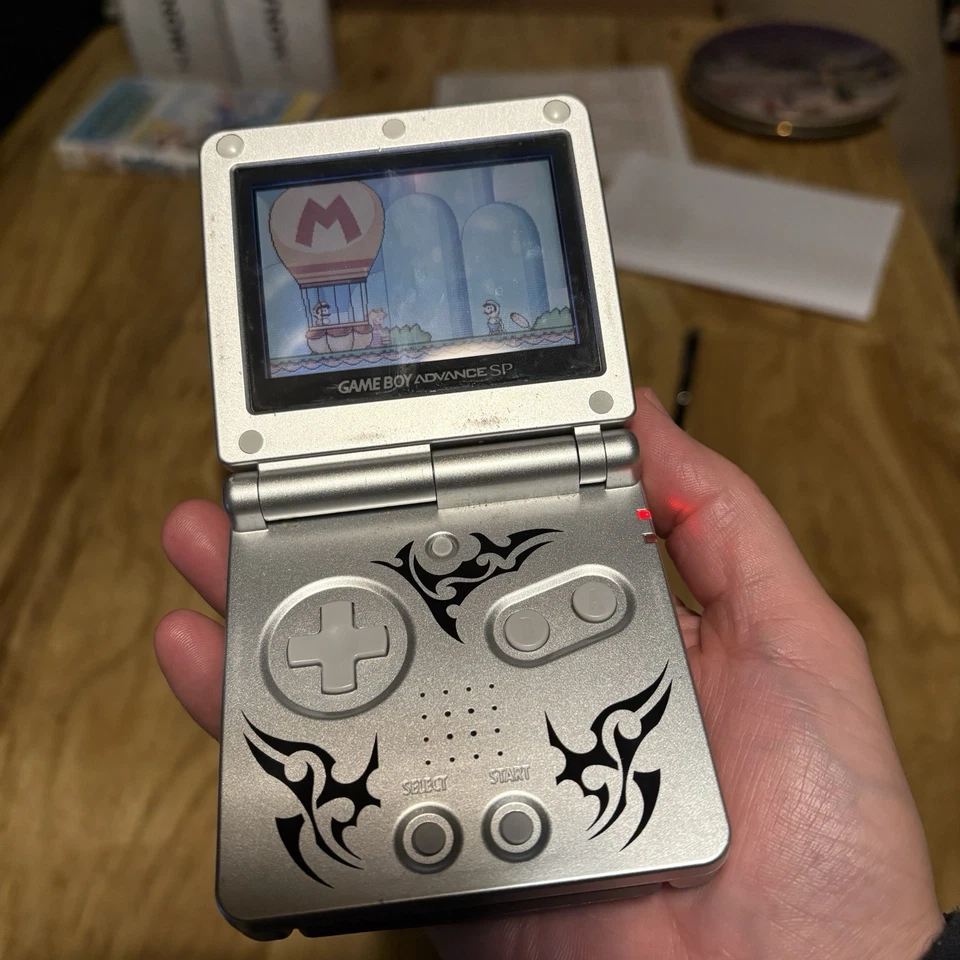 Nintendo Game Boy Advance GBA SP Silver Tribal Limited Edition AGS-001 Tested - Image 2 of 4