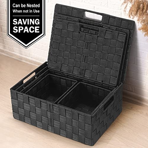 Storage Bins with Lids, Woven Storage Box Organizer Containers Decorative - Picture 7 of 7