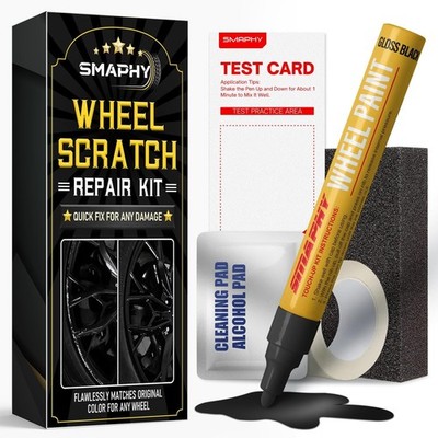 Wheel Scratch Repair Kit, Gloss Black Rim Repair Kit Curb Rash, DIY Alloy Whe...