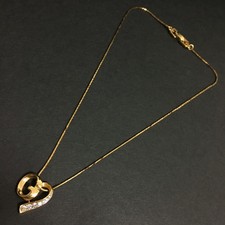 EGA GIVENCHY G Logo Heart Rhinestone Gold Tone Pendant Necklace/3BL0123