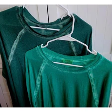 ZENANA Women's Green and teal Long Sleeve Raglan Stitch T-Shirts Size Medium