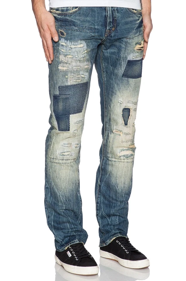 NEW! NWT $469 PRPS GOODS CO DEMON E69P98P SELVEDGE PATCHWORK SLIM JEANS W34X34L - Image 2 of 4