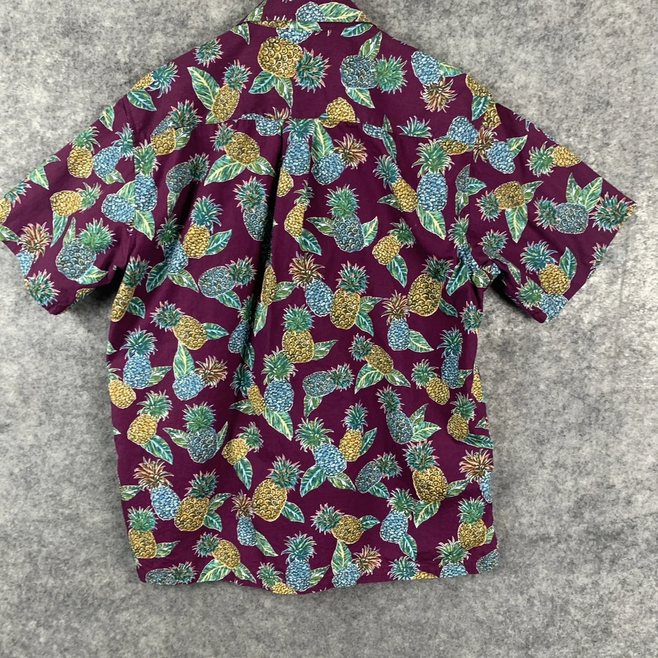 Cooke Street Mens Shirt Size Medium Burgundy Pineapples Hawaiian Shirt All Over - Image 3 of 4