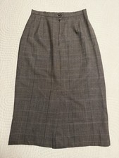 Vintage Ralph Lauren Women s 8 Brown Glen Plaid Wool Pencil Midi Skirt Made USA