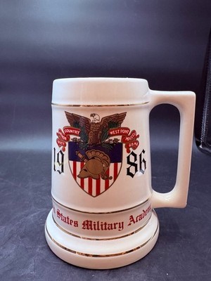 Vtg 1986 West Point Mititary Academy Beer Stein Ceramic Mug +Letter