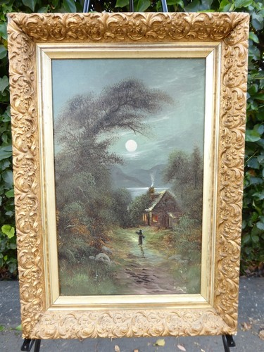 Signed William Henry Banks Davis (1833-1914) "Nocturne" Oil on Canvas 10x16" - Picture 5 of 5