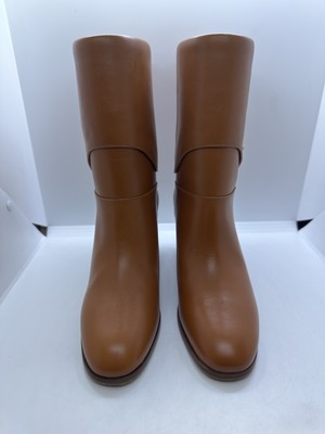 Gucci Elizabeth Half Horsebit Cognac Classic Heeled Ankle Boot 37