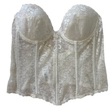 Carnival white sheer lace corset with floral pattern and underwire 36B
