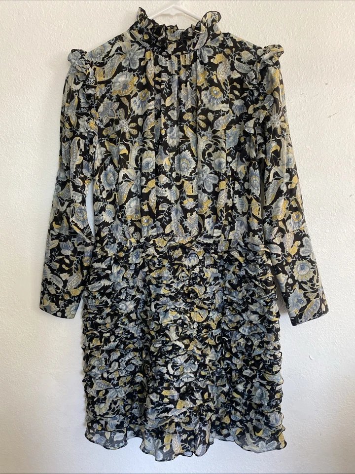 Vestido ROBERT RODRIGUEZ Nikita Estampado Floral Volantes Cuello Alto Talla 6 Foto 2 de 4