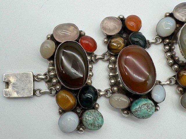 Vintage BIG Ladies Sterling Silver 925 Multi Stone Cocktail Bracelet - Image 3 of 4