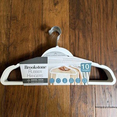 Brookstone Rubberized 10 Pk Hangers Non-Slip Swivel Hook White