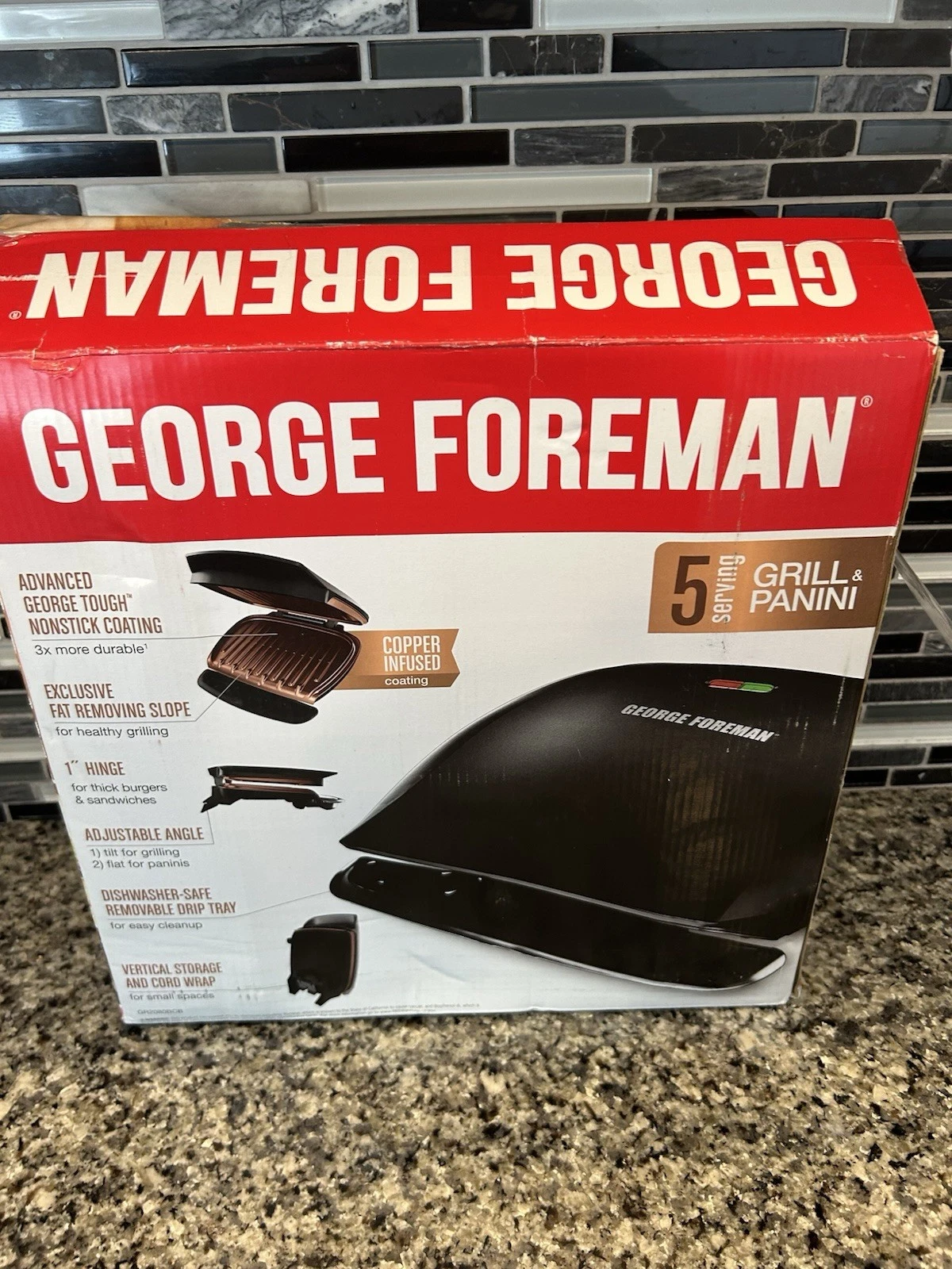 George Foreman 5-serving Nonstick Grill and Panini Press Plate. Black, GR2080BCB
Opens in a new wind