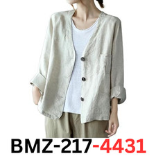 Linen Blazer Women Summer Spring Cotton Lightweight Casual Button Down Jacket, S