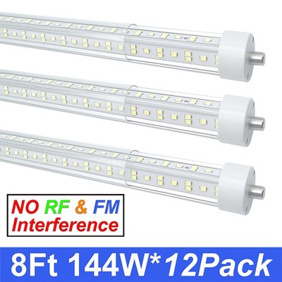 12Pack T8 8FT LED Tube Light Bulbs 144W Single Pin FA8 6500K 8 FT LED Shop Light