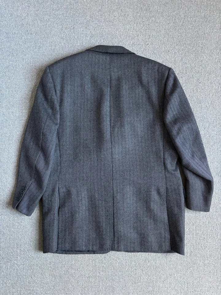 Bespoke John Kent Savile Row Grey Herringbone Wool Tweed Blazer Sport Coat - Image 4 of 4