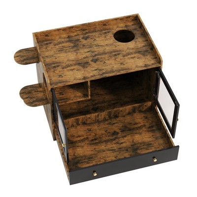 Cat Litter Box Enclosure with Drawer, Stylish Cat Cabinet Side Table, Wooden
