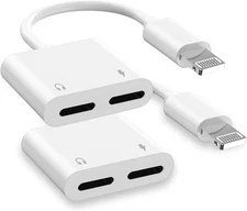 2Pack Dual Lightning iPhone Splitter & Charge Dongle Adapter,[Apple MFi White 