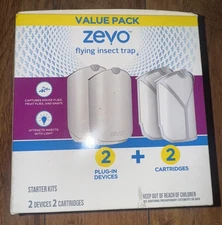 Zevo Flying Insect Indoor Fly Trap (2 Plug-in Bases + 2 Refill Cartridges)